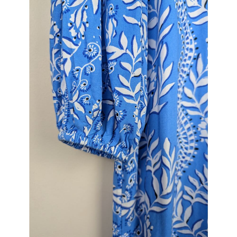 Lilly Pulitzer Laurelie Long Sleeve Caftan Dress Abaco Blue 10 - Picture 5 of 9